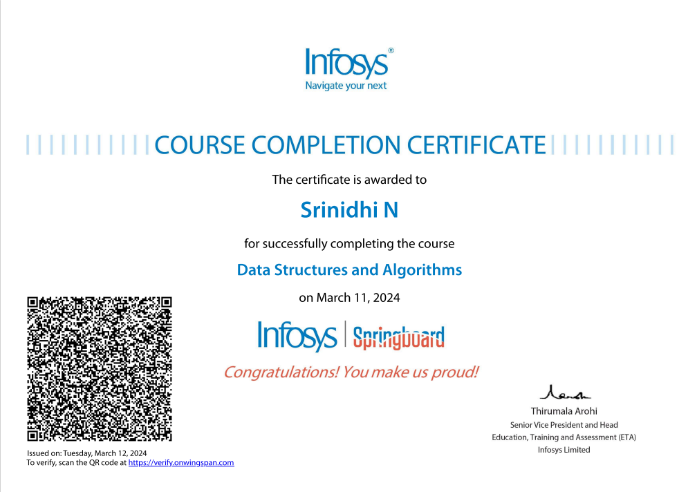 Data Structures Certificate